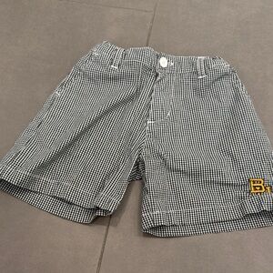 Boys Baylor University Bears Green & White Gingham Shorts with BU Logo Size 3T